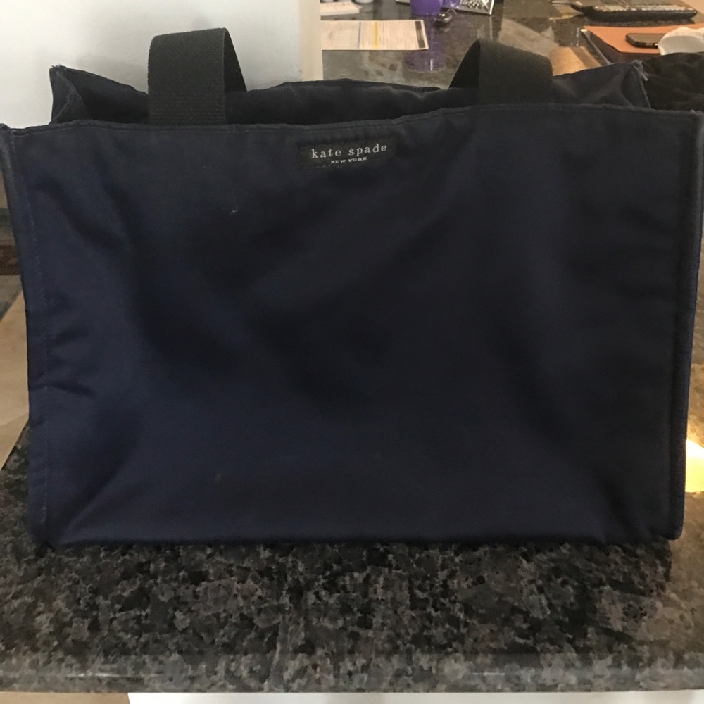 Navy, satin tote