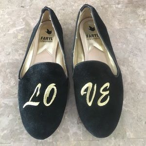 Black "love" loafers