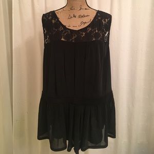 Black Peplum Top with Lace