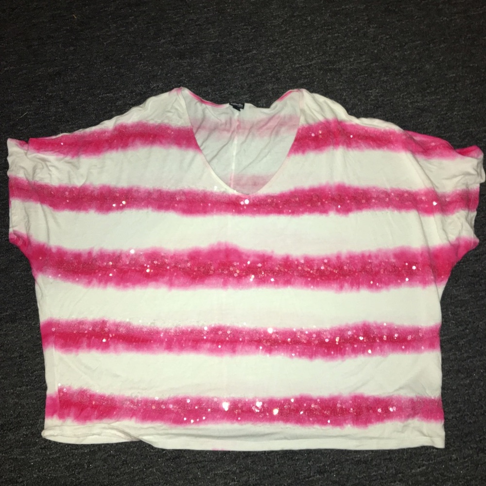Pink and white striped top