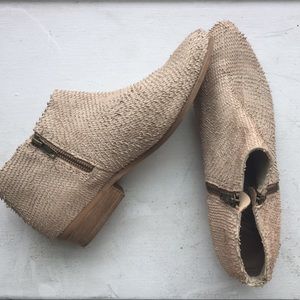 LF Matisse Nude Frayed Leather Booties