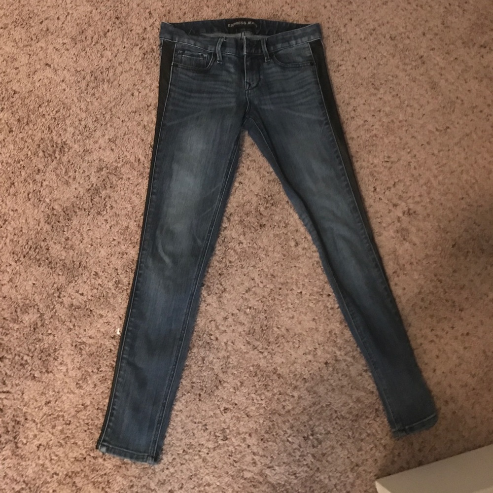 Express Jeans with black leather detail