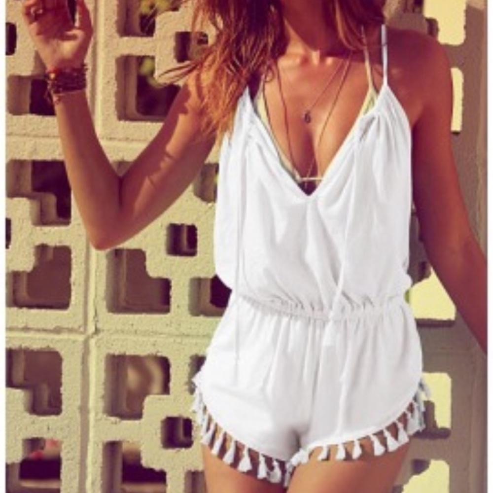 Victoria's Secret White Tassel Romper