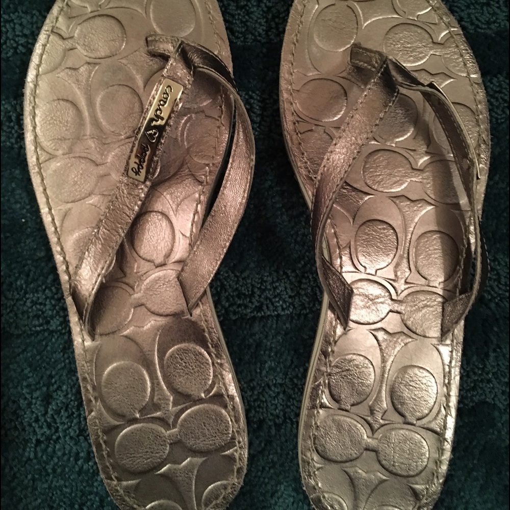 Silver coach sandals