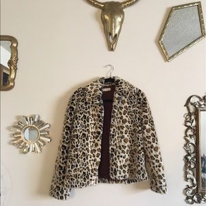 Fake fur leopard jacket medium