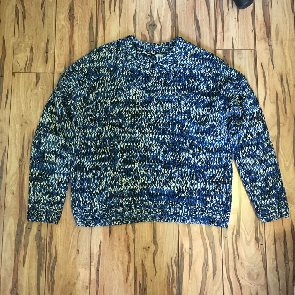 H&M crocheted blue and white sweater!