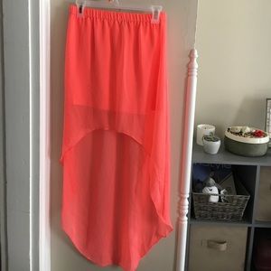 Neon orange high-low skirt