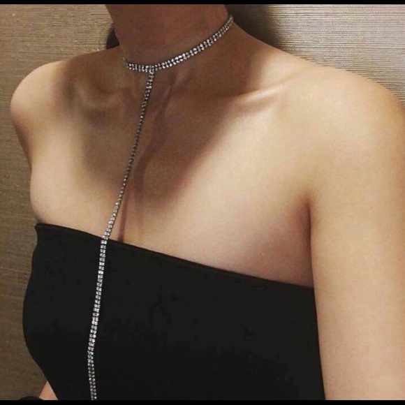 ONE LEFT Lydia Double Layer Choker Diamond Drip - Picture 2 of 8