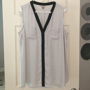 Black and White Sleeveless Blouse