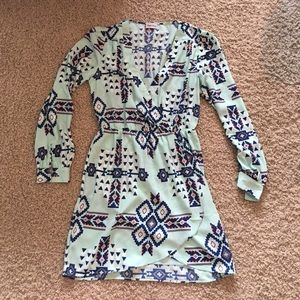 Brigitte Bailey mint green Aztec print wrap dress