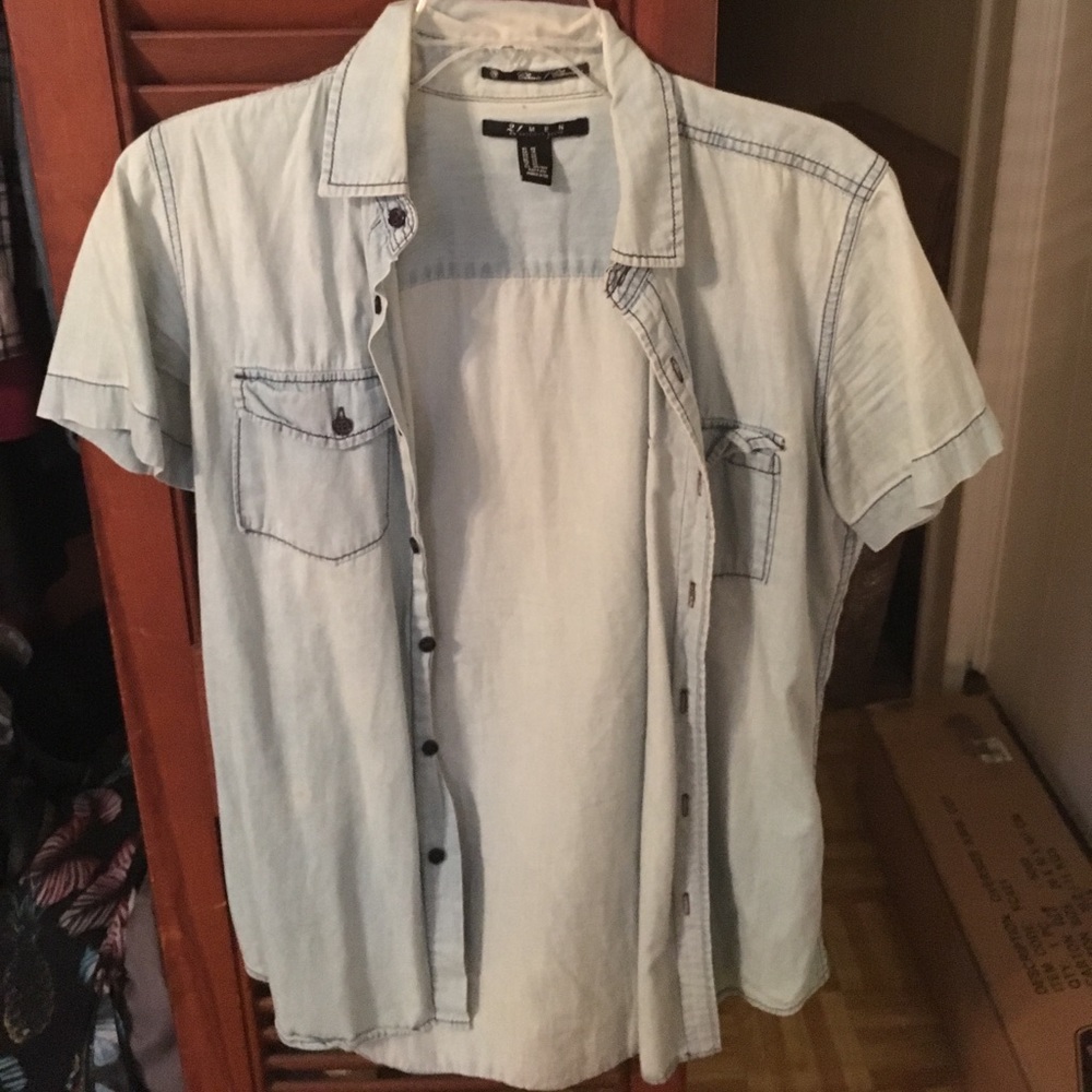Short Sleeve Denim Button Down