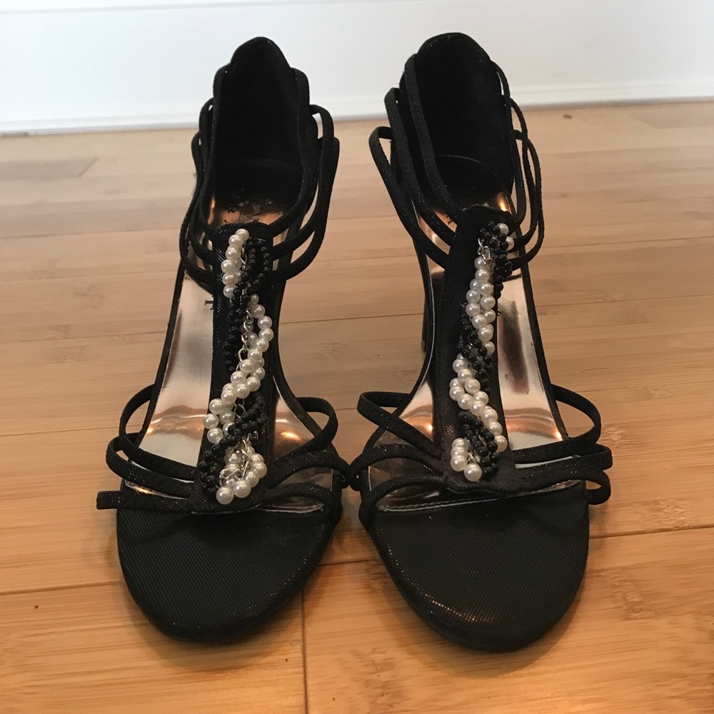 Strappy embellished heels, NWT