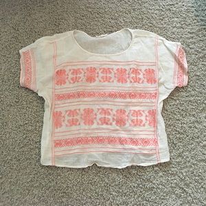 Lush sheer printed top with coral details