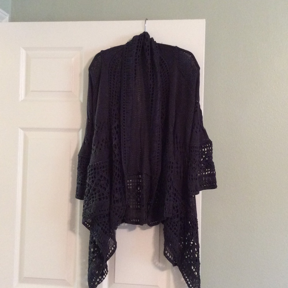 Navy open weave sweater/cover