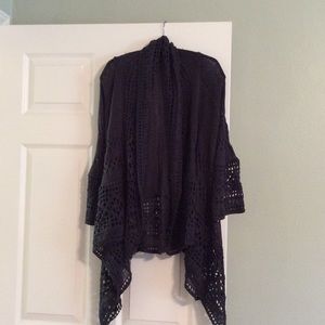 Navy open weave sweater/cover