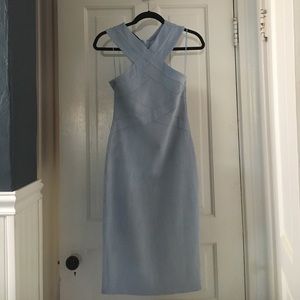 Missguided Powder Blue Suede Midi Dress