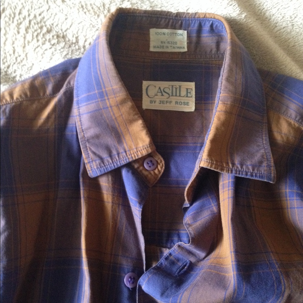 100% cotton vintage plaid button-up shirt - Picture 2 of 4