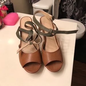 Strappy cork wedge
