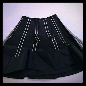 Black, striped, flared, short skirt