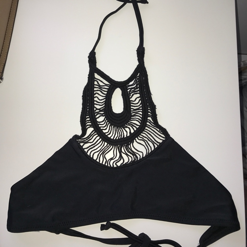 Black crochet bikini top halter