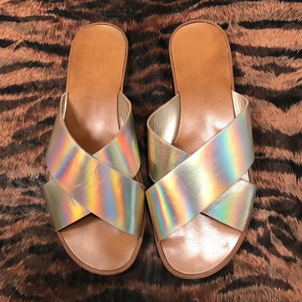 Aldo Leather Slides/Sandals 6.5
