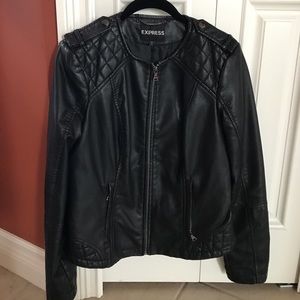 Express black quilted leather jacket