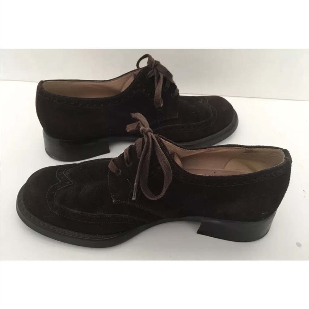 JOAN HELPERN ITALY BROWN SUEDE OXFORDS Sz 37