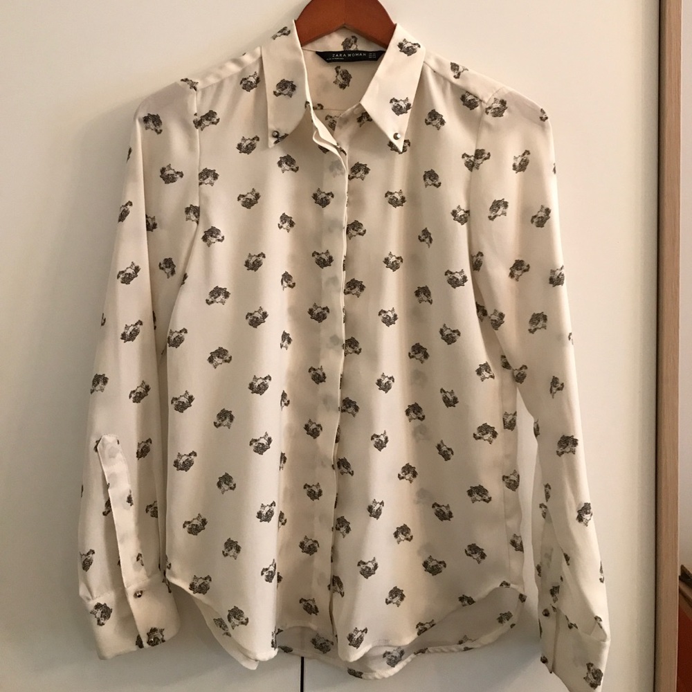 Zara Patterned Button-Up Blouse
