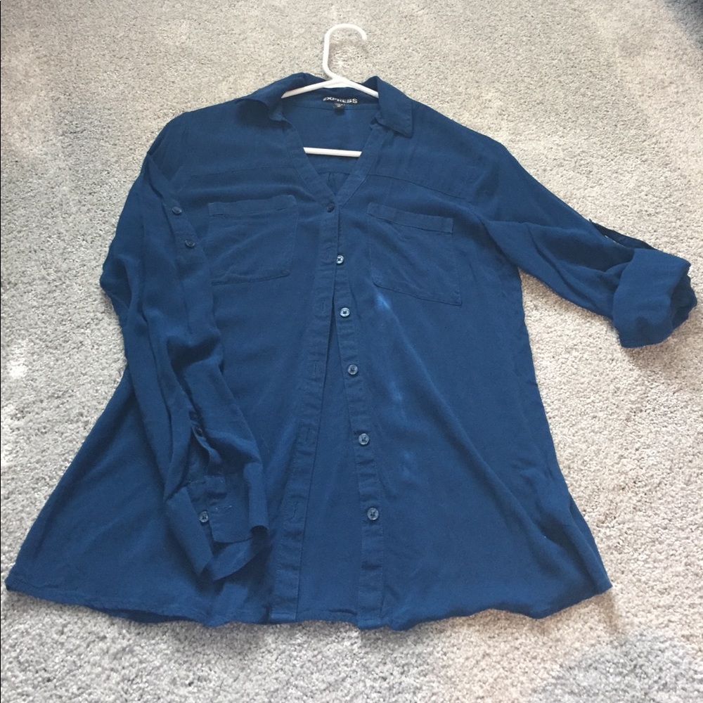 Blue express button up shirt