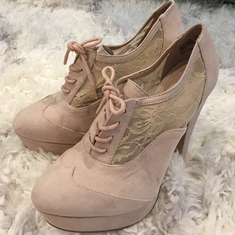 Pale pink heel booties