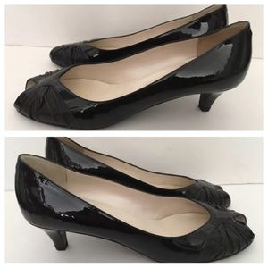 BRUNO MAGLI ITALY BLACK PATENT LEATHER PUMPS 10B