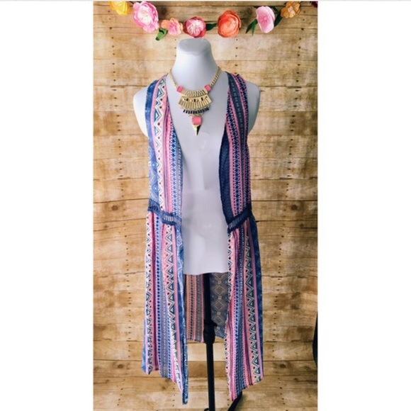 Love Fire Tops - 🎉SALE🎉 NEW Long Boho Sleeveless Kimono