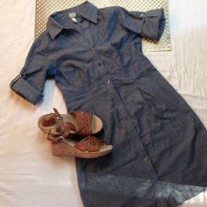 Chambray shirt dress Long sleeve/ 3/4 sleeve
