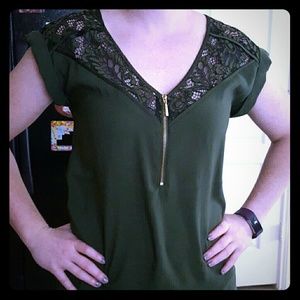 Express olive green dress top