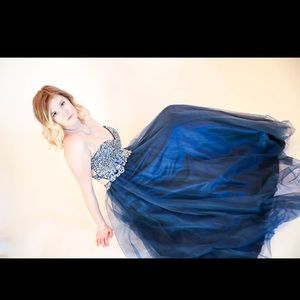 2016 navy blue prom dress (long)