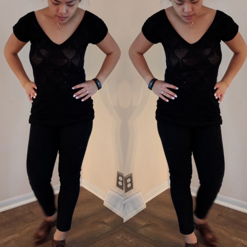 Cuff Sleeve Black Sweater Tunic