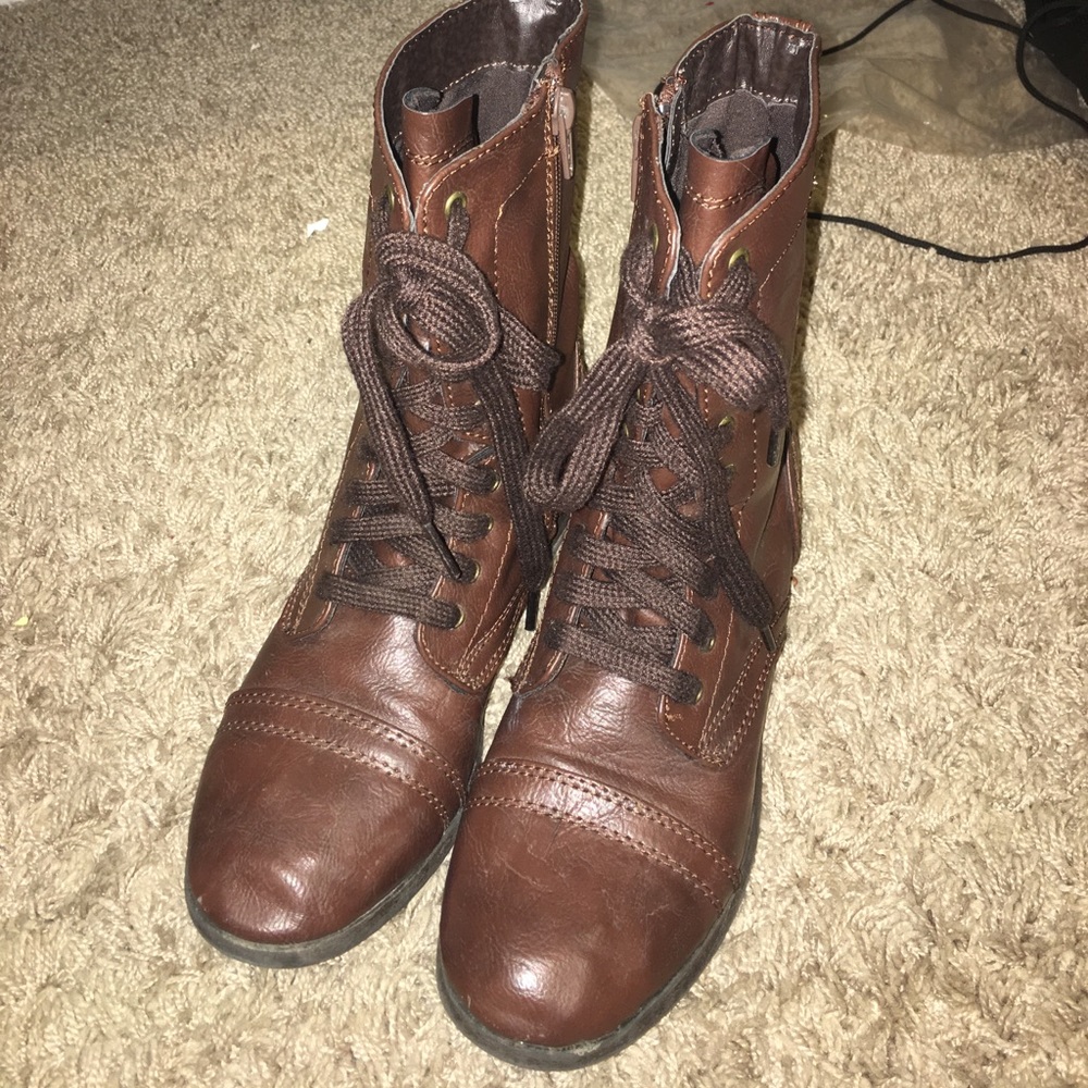 Brown combat boots