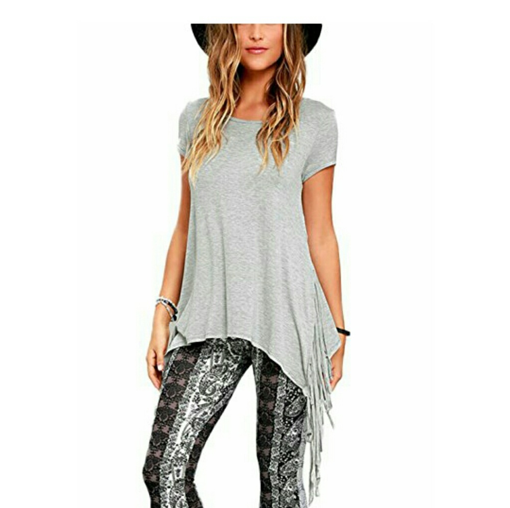 Open side Fringe high Low Tee