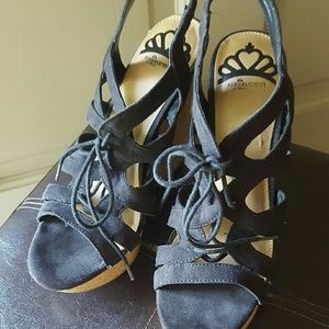 Size US 7, Fergalicious brand black wedges
