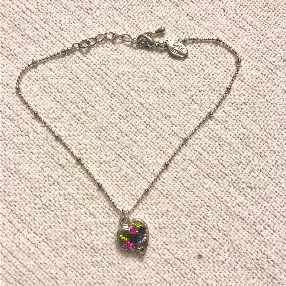 Colorful/Silver Heart Anklet