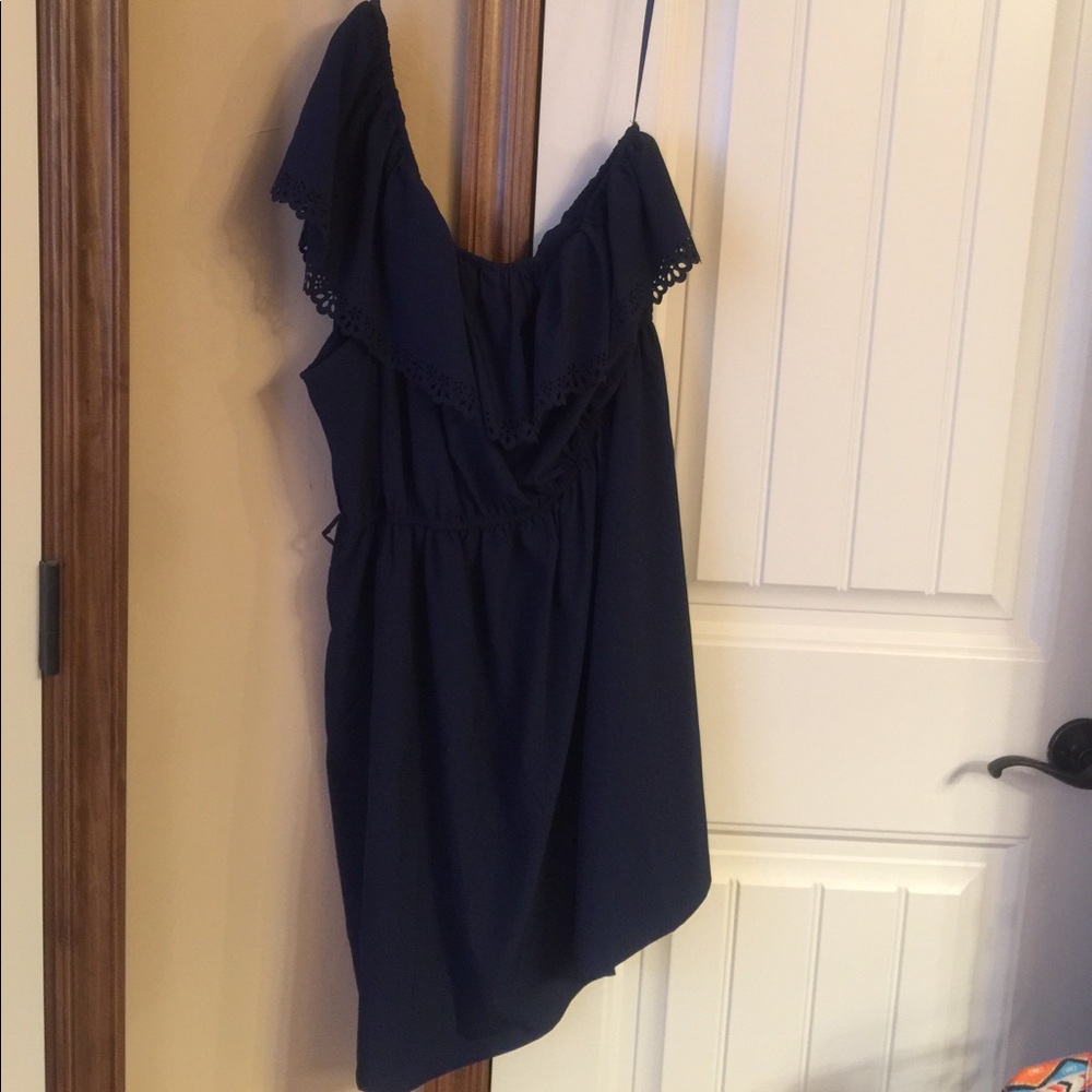 Navy one shoulder dress