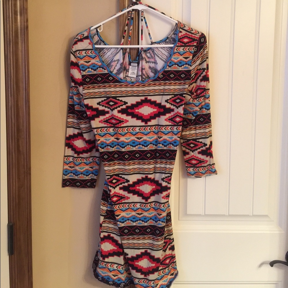 Aztec long sleeve dress
