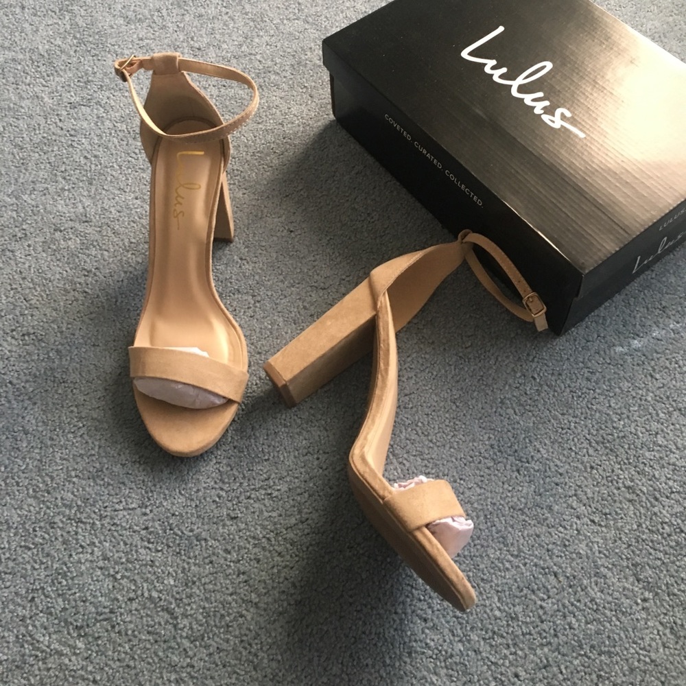 Nude ankle strap heels