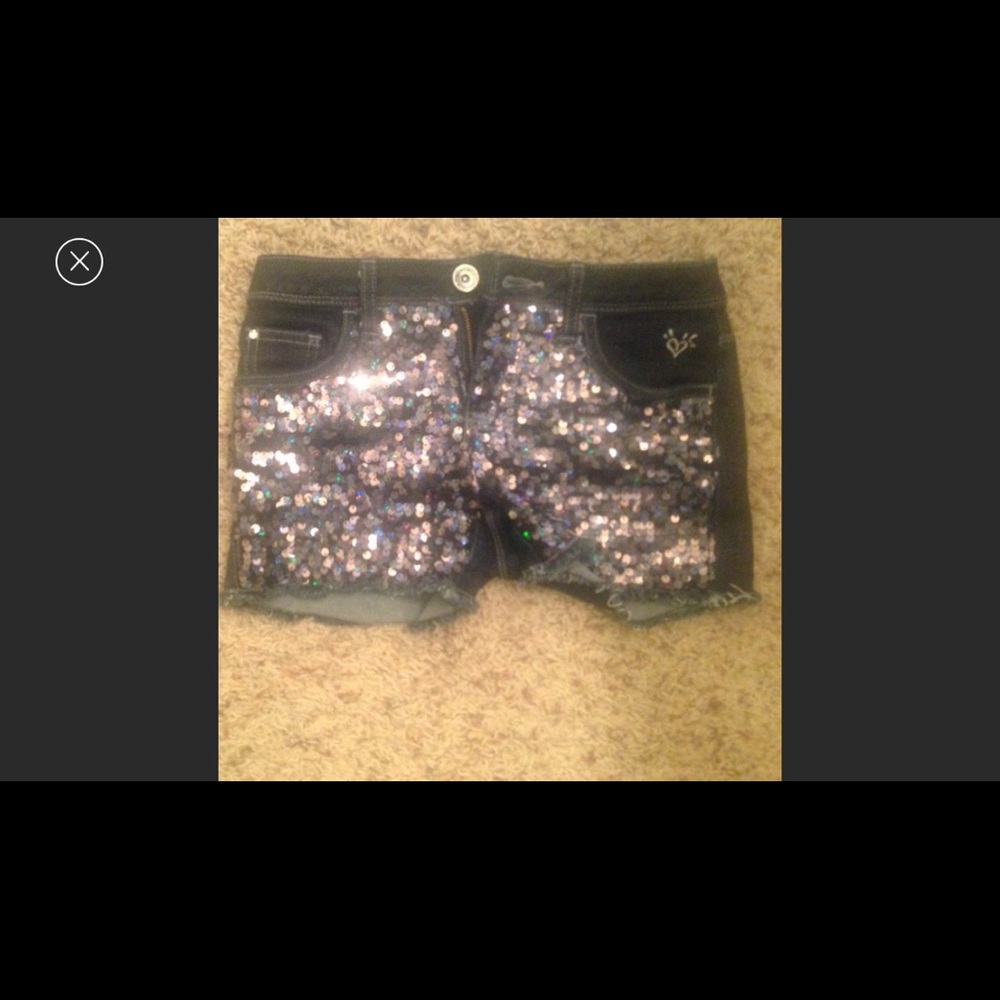 Girls Sparkly Glitter Justice Jean Shorts Size 12