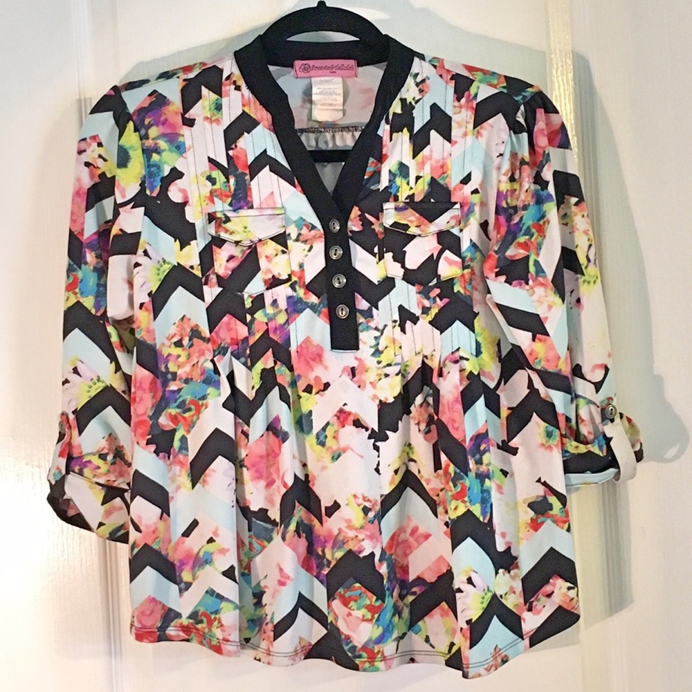 Bronte & Tallulah Kids Chevron & Floral Top