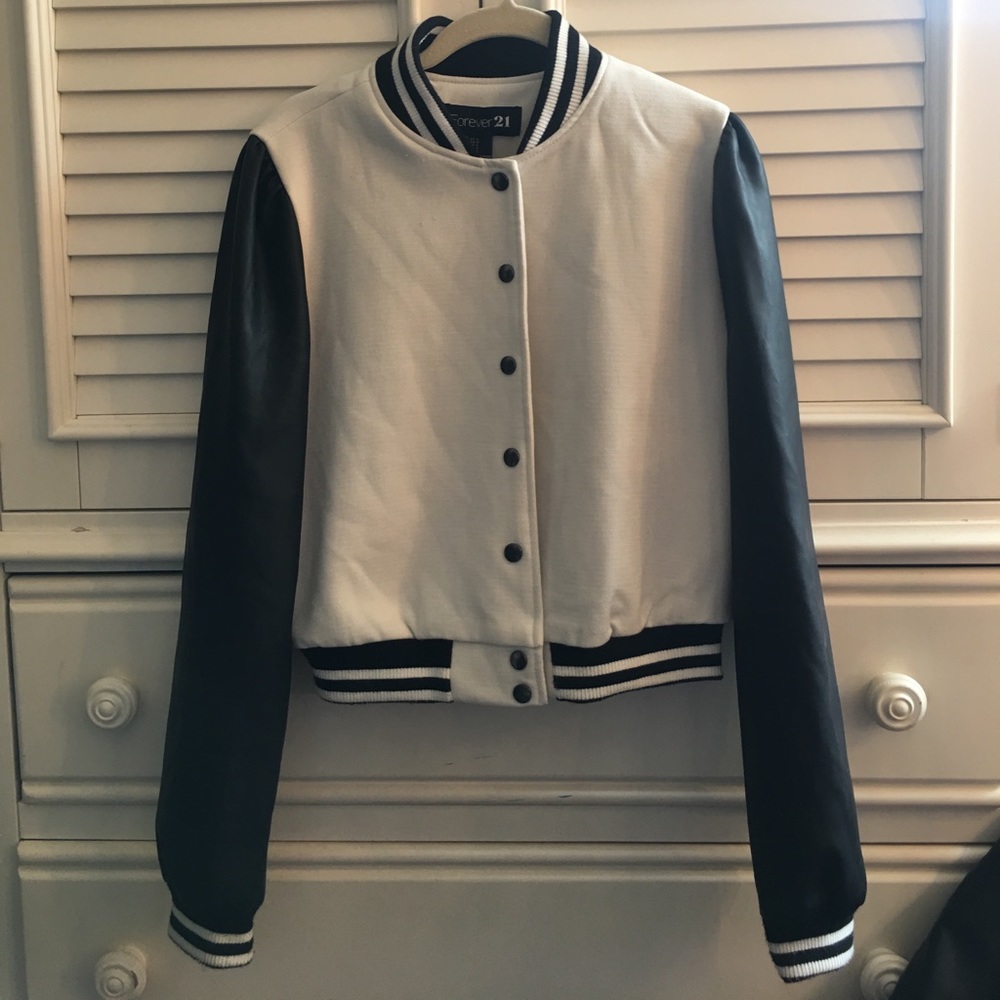 Black and White Varsity Jacket, no hood