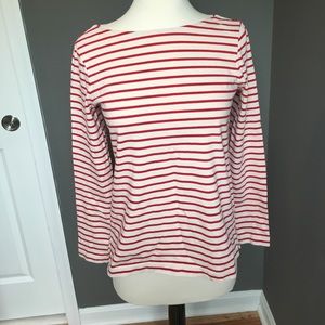 Red stripe boat neck L/S JCrew Sz XS