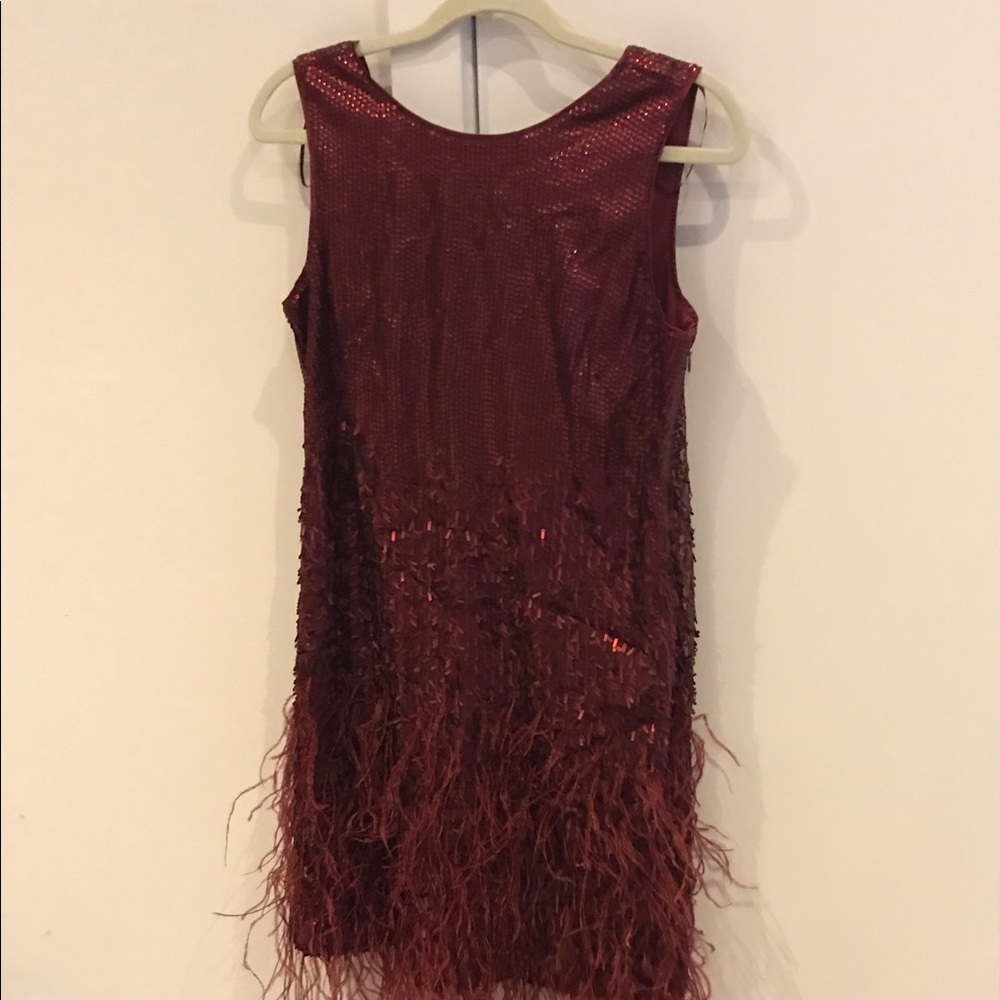 Jessica Simpson sequin dress with feathers