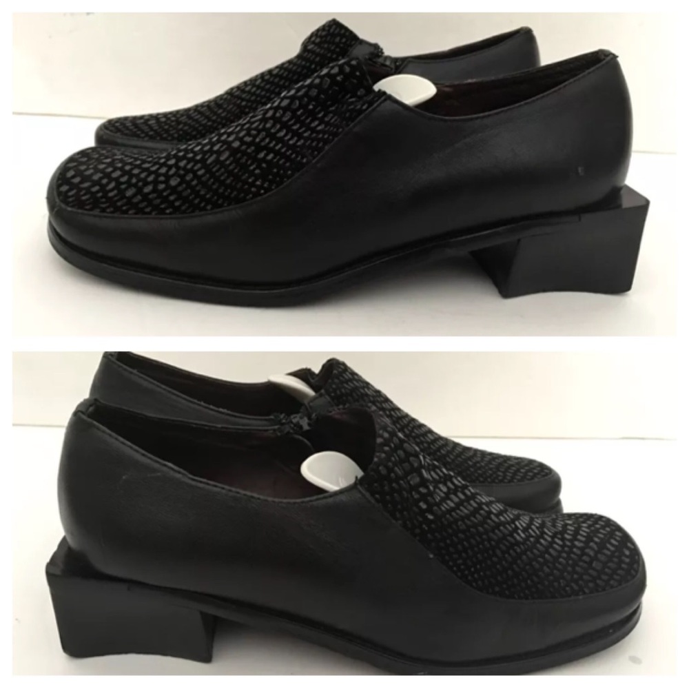 LI DUJIAREN ITALY BLACK LEATHER CROC  LOAFERS 38