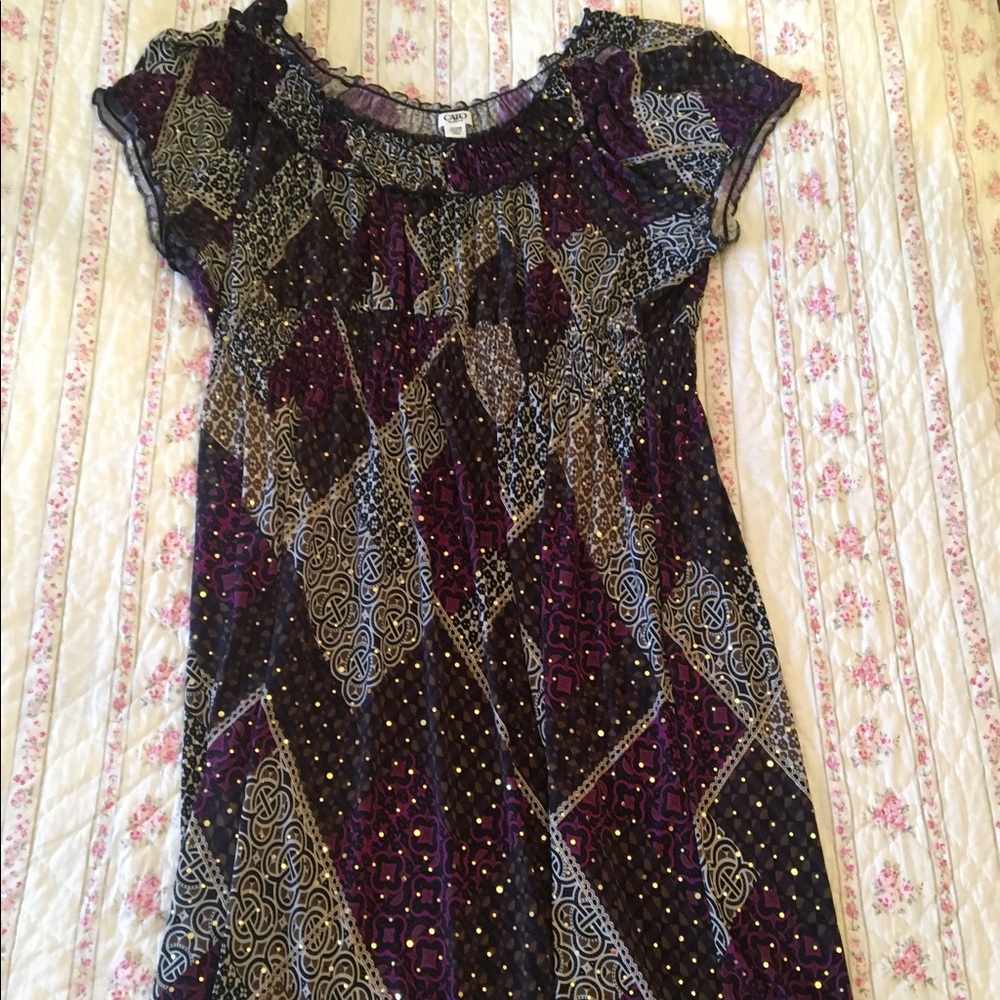 22/24W Purple/Black Dress w/Gold Accents